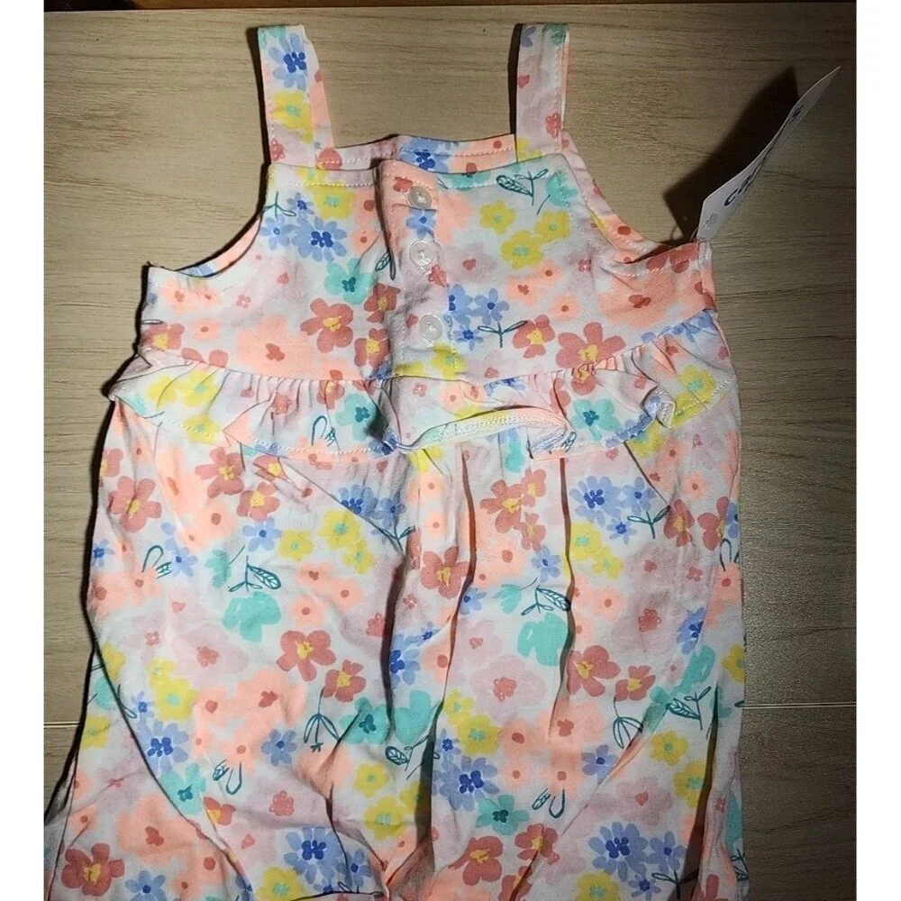 CARTER'S Baby Girls 6 Months  Multicolor Ruffle Floral Rompers
